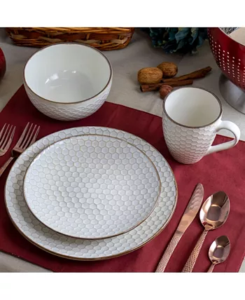 Elama Honey Dinnerware Set of 16 Pieces