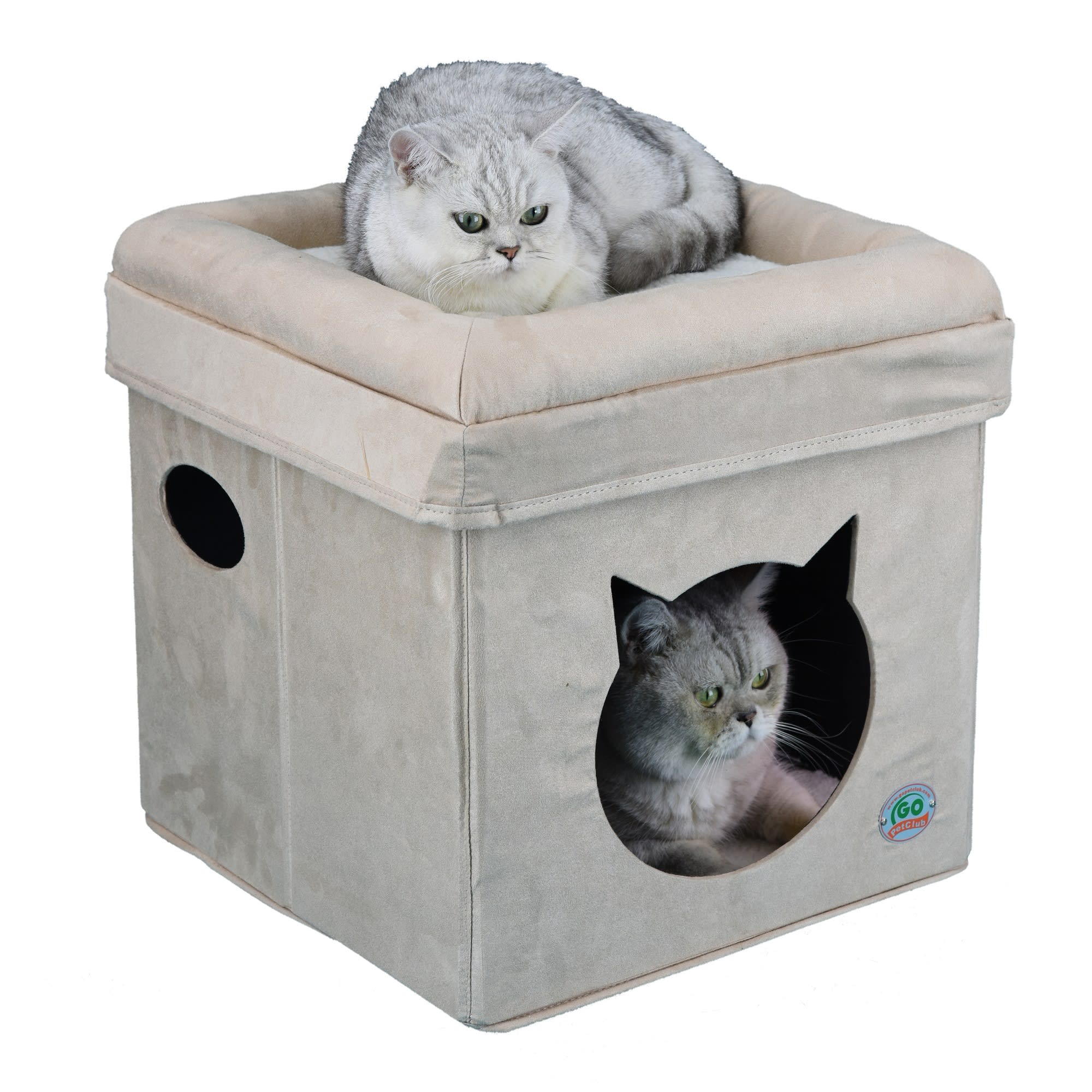 Go Pet Club Beige Cat Face Comfy Cube Bed， 16