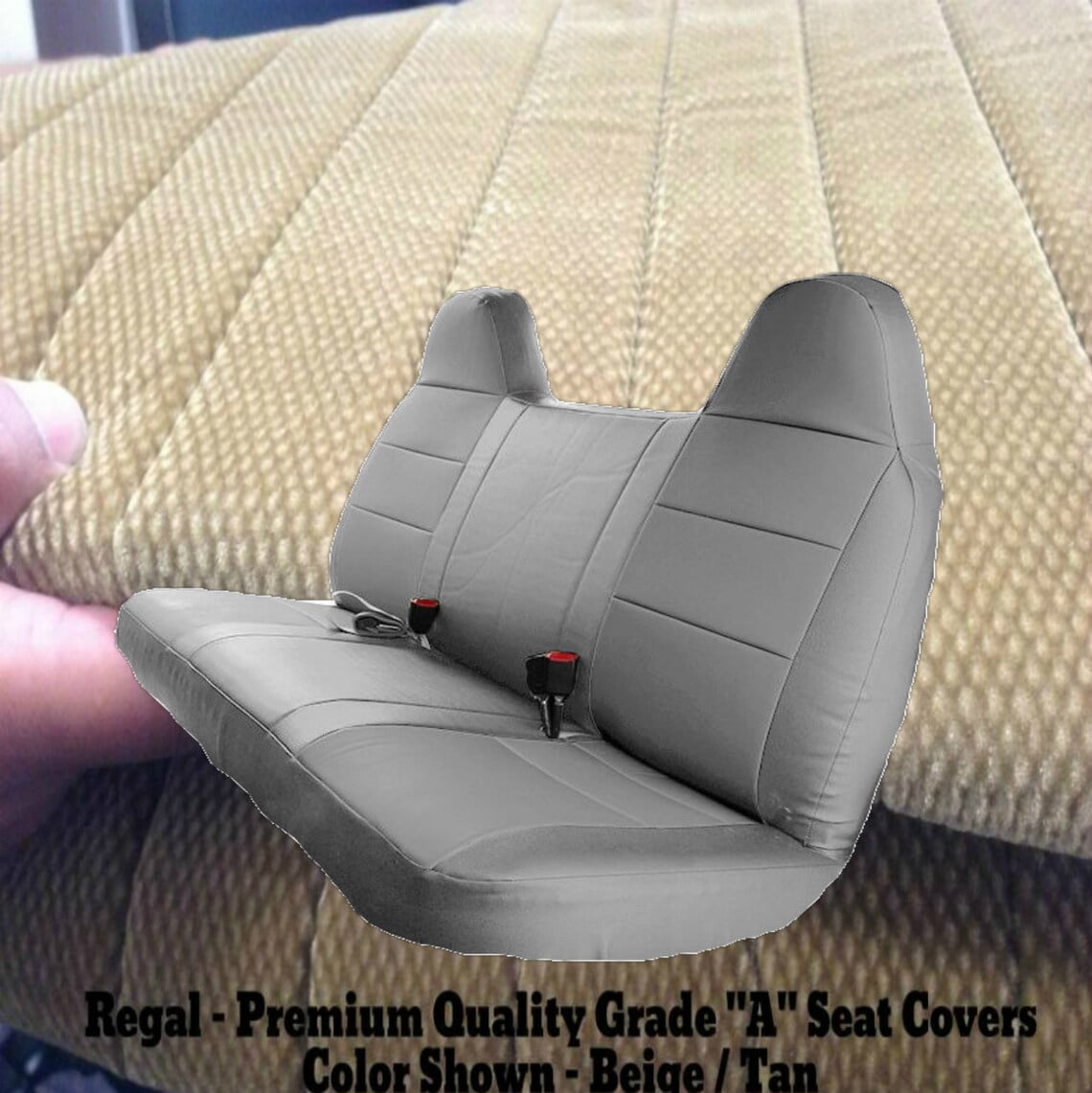 Seat Cover for Ford F-Series F150 Thick Double Stitched Front Solid Bench Exact Fit (Beige， Tan)