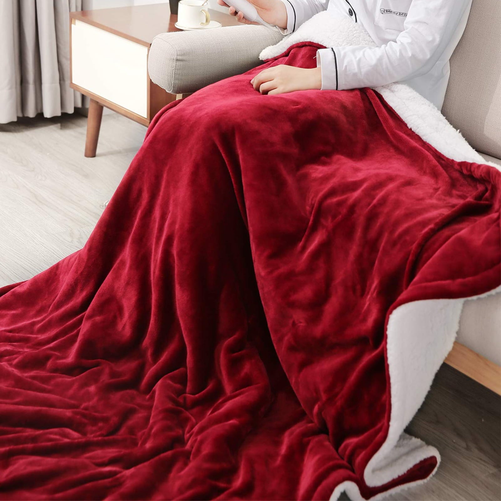 MARNUR Electric Blanket Heated Throw Flannel and Velveteen， Fast Heating Blanket 50