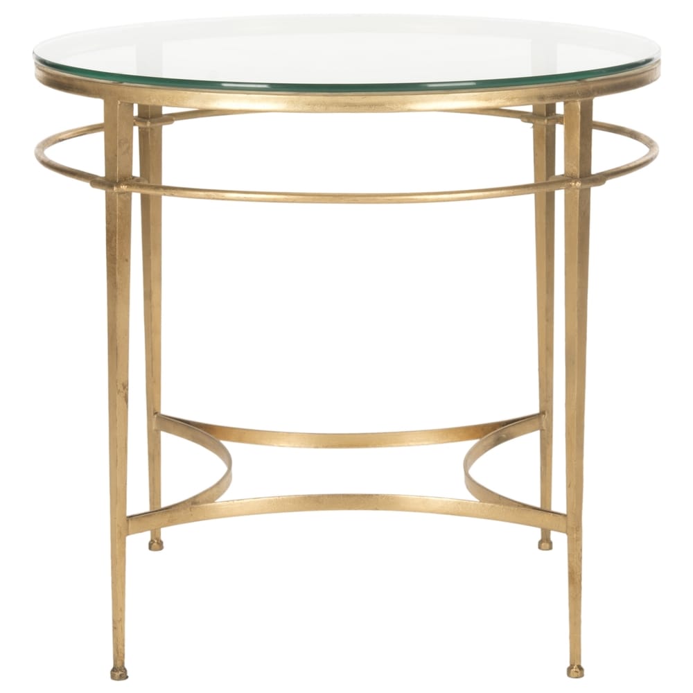 SAFAVIEH Couture Ingmar Round Antique Gold Glass Side Table   27\