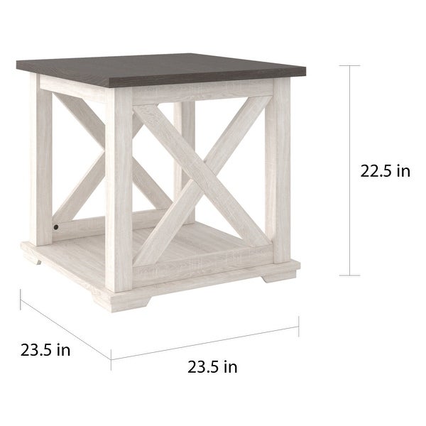 Dorrinson White/Brown Casual Square End Table