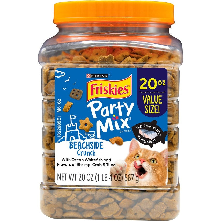 Friskies Party Mix Crunch Beachside Shrimp， Crab and Tuna Cat Treats