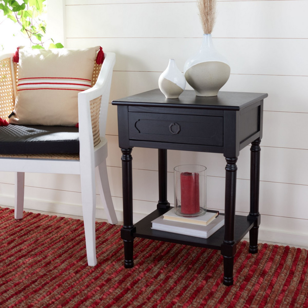 Parish One Drawer Accent Table Black   Traditional   Side Tables And End Tables   by AED Luxury Home Decor  Houzz