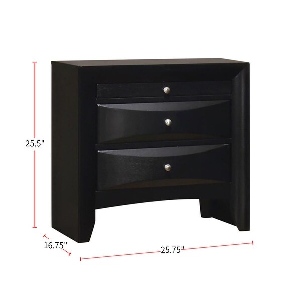 Wood Nightstand with 2 Drawers in Black - - 34981479