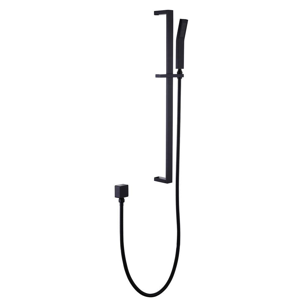 Hlihome 1-Spray Multifunction Slide Bar with Hand Shower in Matte Black RBDK-0885-MB