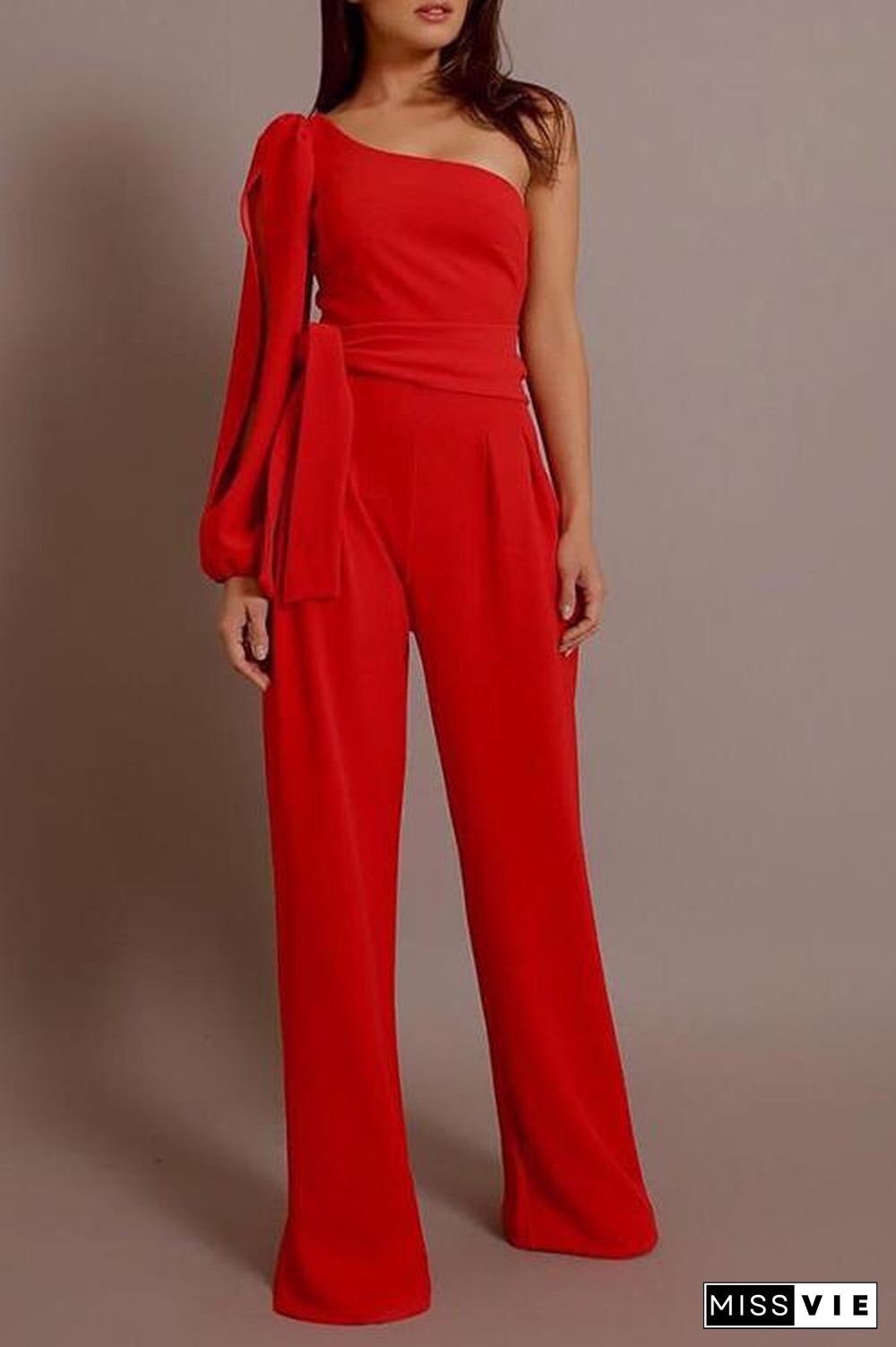 One Shoulder Split Sleeve Jumpsuit