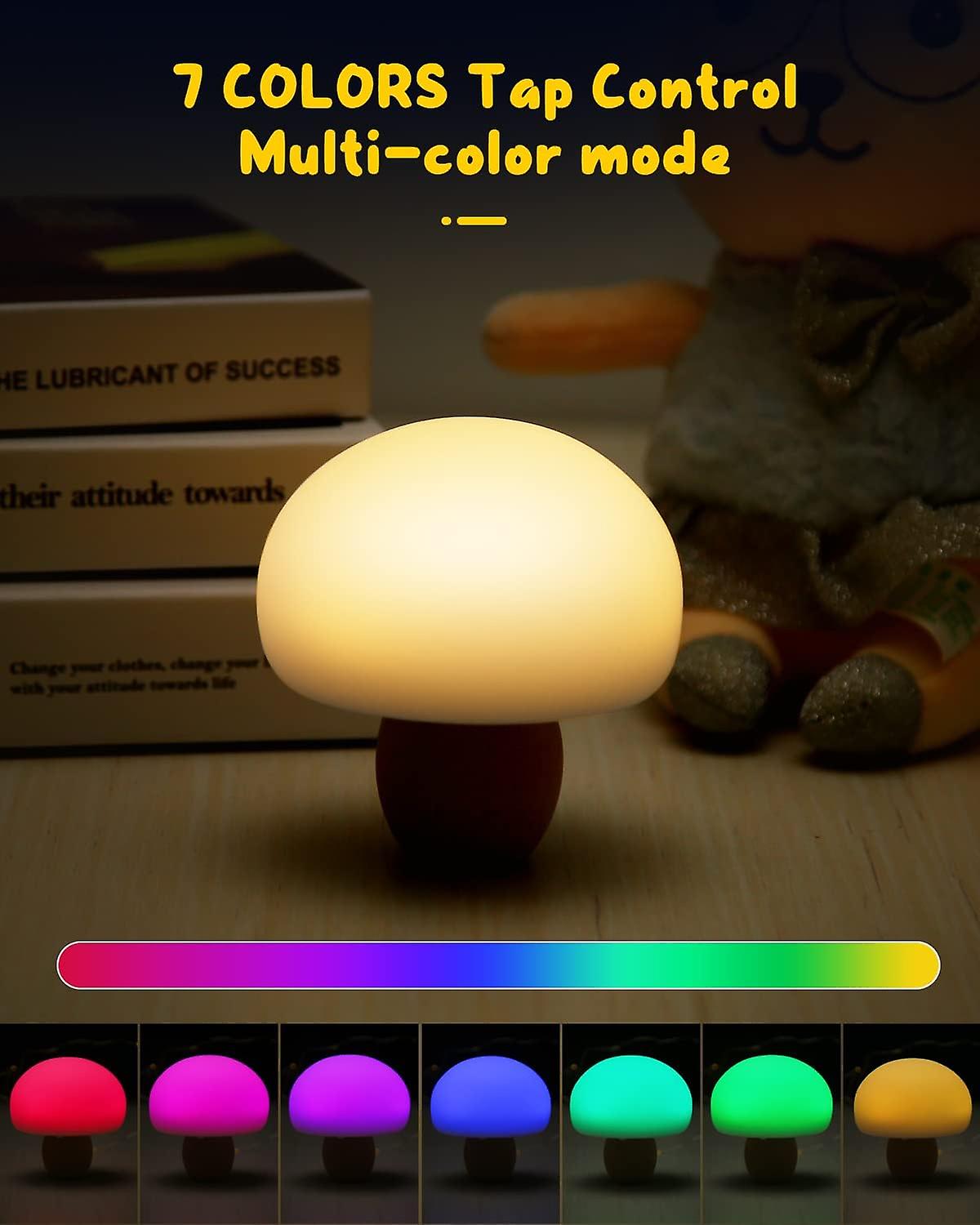 Cute Mushroom Lamp Silicone Mushroom Night Light Dual Modes 7 Color Changing Dimmable Kids Touch Night Light For Bedroom Nursery Baby Toddler Girls Bo