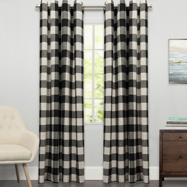 Sweet Home Collection Courtyard Grommet Plaid Window Curtain Treatment Panel