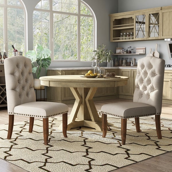 Cordova Farmhouse Tufted Fabric Dining Chairs (Set of 2) by Furniture of America