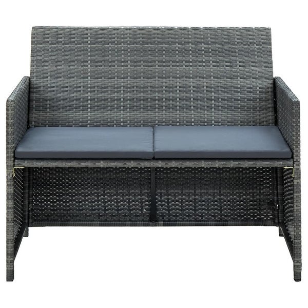 4 Piece Patio Lounge with Cushions Set Poly Rattan Gray - Overstock - 36363500