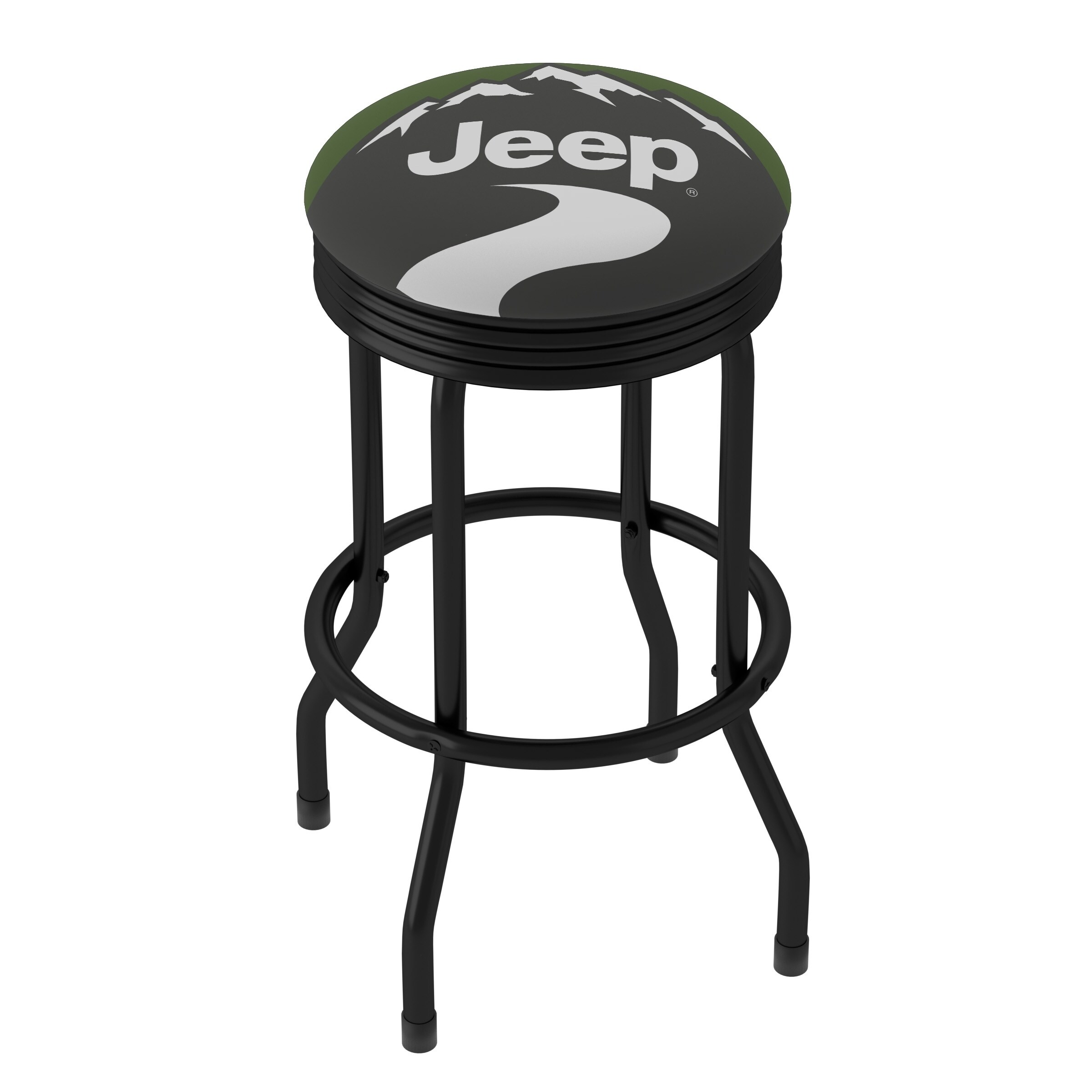 Jeep Green Mountain 360 Degree Swivel Black Barstool with Foam Padded Seat - 20.75 x 20.75 x 29