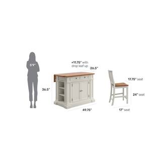 HOMESTYLES Americana White Kitchen Island with Seating 5002-948