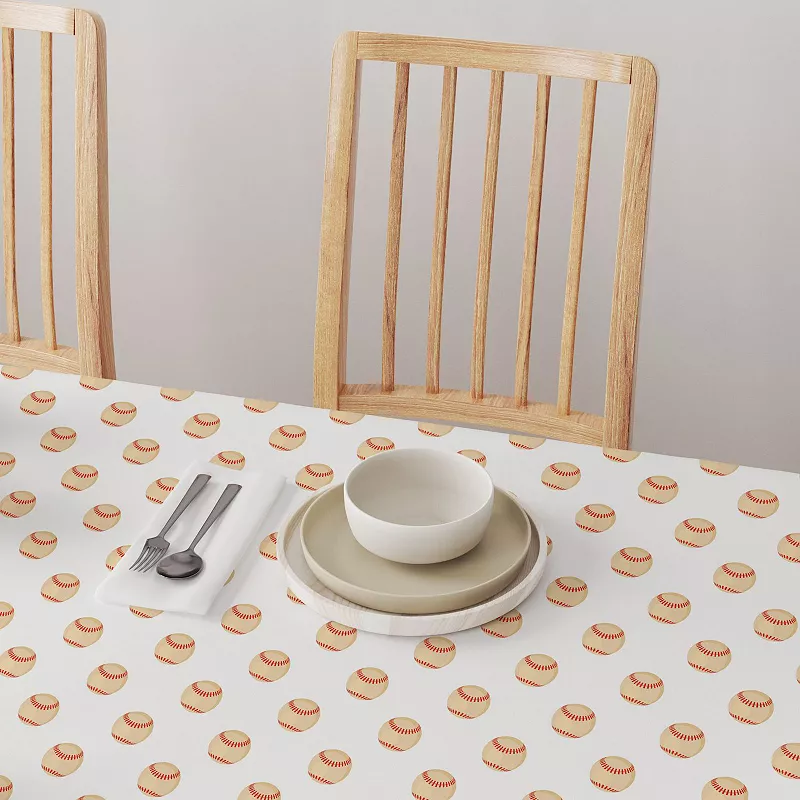 Square Tablecloth， 100% Polyester， 54x54， Baseballs