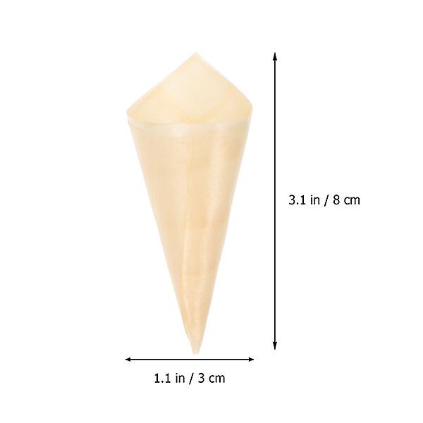 50pcs Disposable Wood Appetizer Cones Ice Cream Cone Cups Party Candy Cones