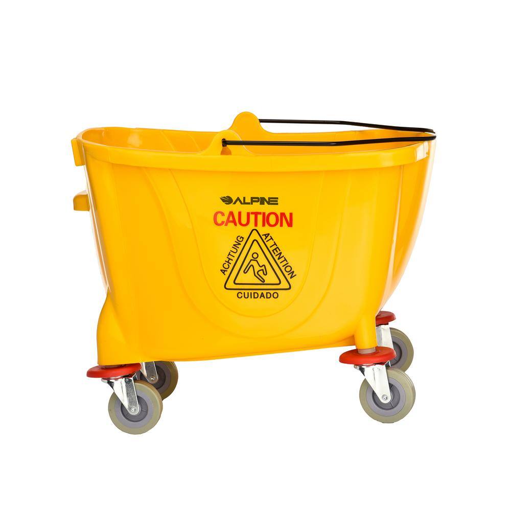 Alpine Industries 36 Qt. Yellow PVC Mop Bucket with Side Wringer (2-Pack) 462-2PK