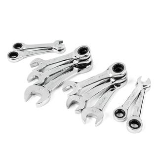 Husky Stubby Ratcheting SAEMM Combination Wrench Set (10-Piece) HSTRW10PCSMN