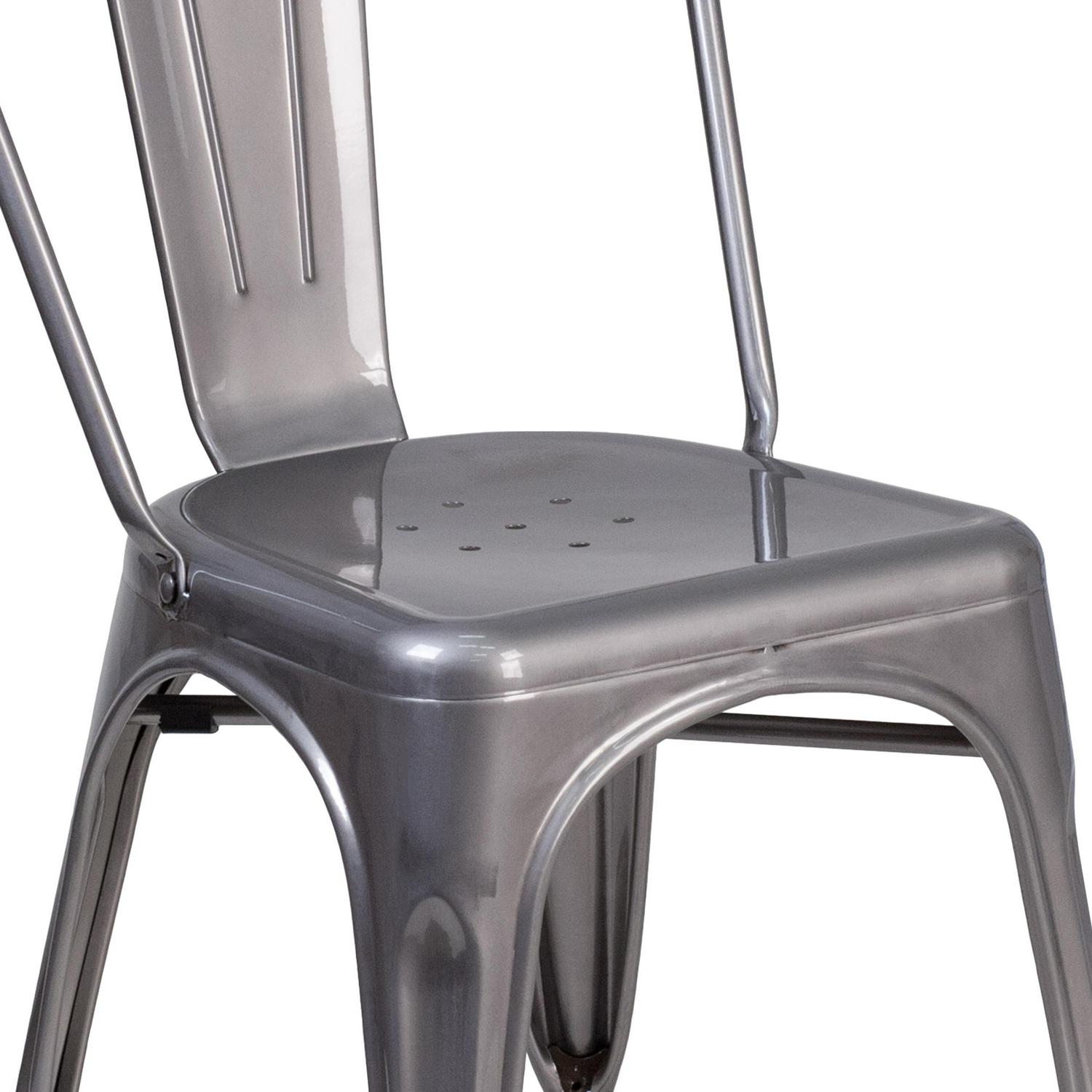 Flash Furniture Clear Coated Metal Indoor Stackable Chair