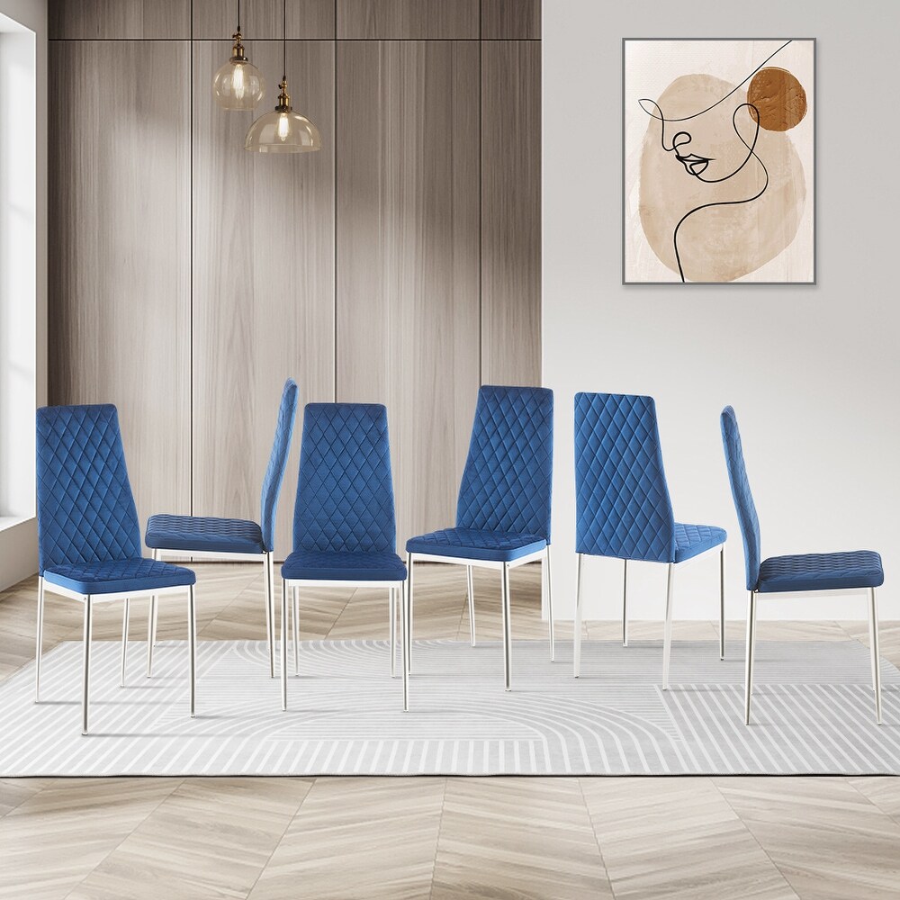 Modern Simple Dining Chairs with Metal Pipe Legs Set Of 4/6