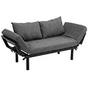 HOMCOM Single Person Chaise Lounger Modern Sofa Bed with 5 Adjustable Positions 2 Large Pillows and Birch Legs Charcoal Grey