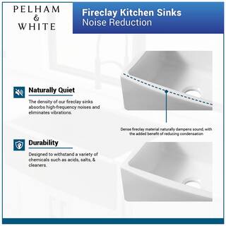 PELHAM  WHITE Kingsbridge Fireclay 29.75 in. Single Bowl Farmhouse Apron Kitchen Sink with Bottom Grid Drain PWS502