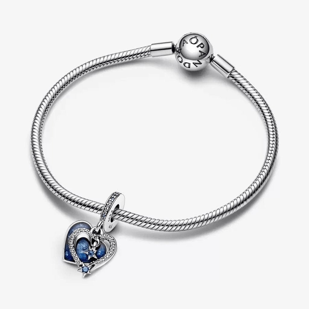 PANDORA  Celestial Shooting Star Heart Double Dangle Charm