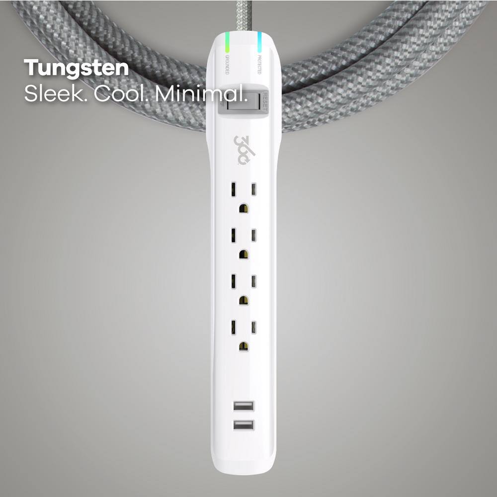 360 Electrical Habitat Suite 2.4 4 ft. 4-Outlet Surge Strip w2.4A 2-Port USB 360563-TU-6ES-C1