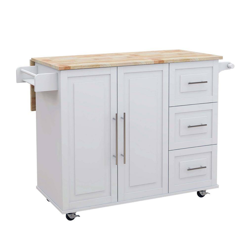 Whatseaso White Wooden Kitchen Island L-K110498613