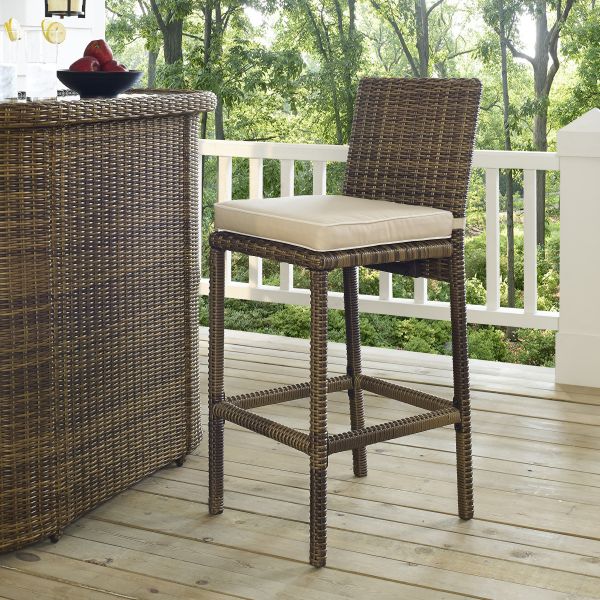 Bradenton 2Pc Outdoor Wicker Bar Height Bar Stool Set