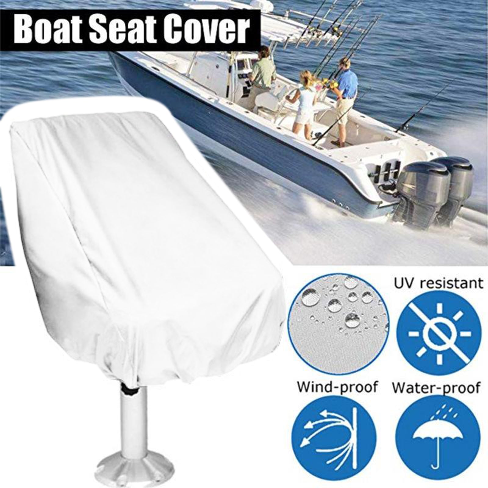 Large Boat Folding Waterproof Yacht Seat Cover Fits Colors White