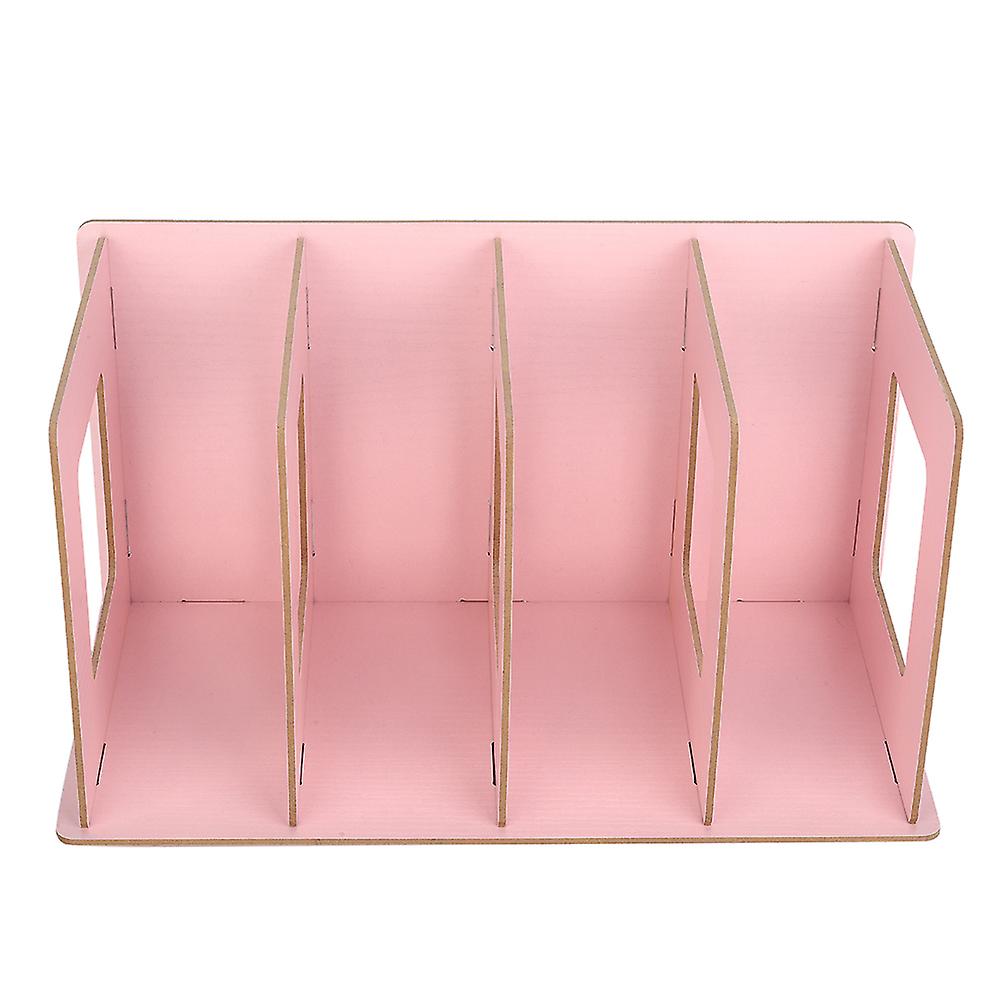 Wooden Diy Desktop Bookshelf Rack Books Dvd Storage Holder For Students Kids Adult (light Pink)