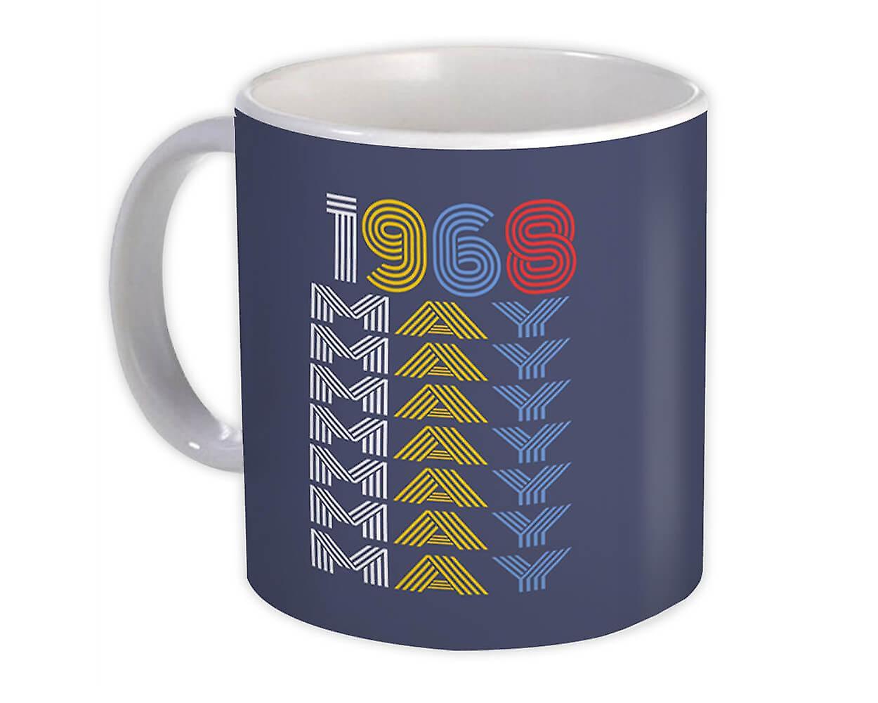 Gift Mug: 1968 May Colorful Retro Birthday Age