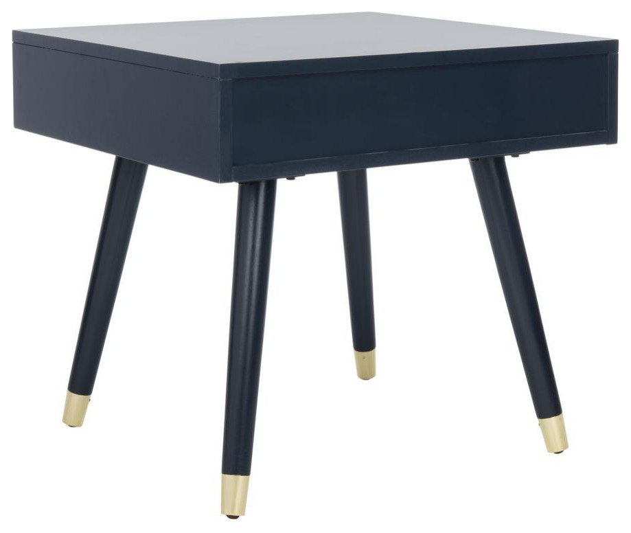 Levinson Gold Cap End Table  Navy   Midcentury   Side Tables And End Tables   by BisonOffice  Houzz