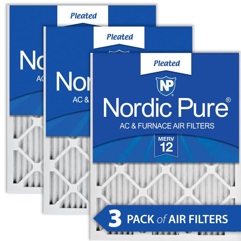 Nordic Pure 8 in. x 20 in. x 1 in. Allergen Pleated MERV 12 Air Filter (3-Pack) 8x20x1M12-3