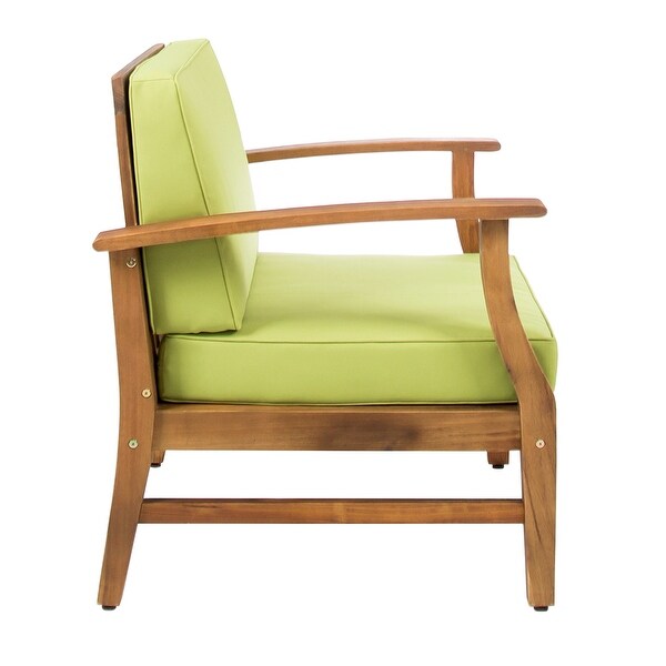 Perla Outdoor Acacia Wood Club Chair with Cushion (Set of 4) by Christopher Knight Home