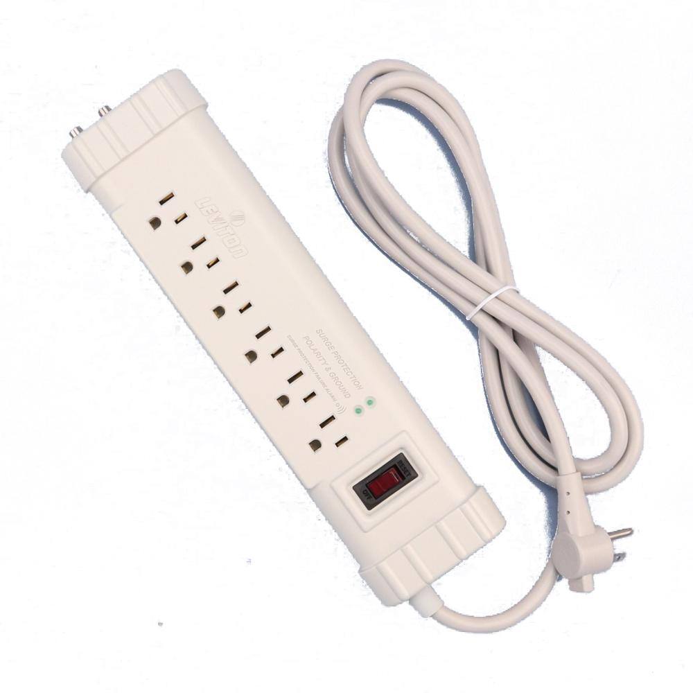 Leviton 15 Amp Office Grade Surge Protected 6-Outlet Power Strip 1010 Joules OnOff Switch 6 Foot Cord Beige S1000-PTC