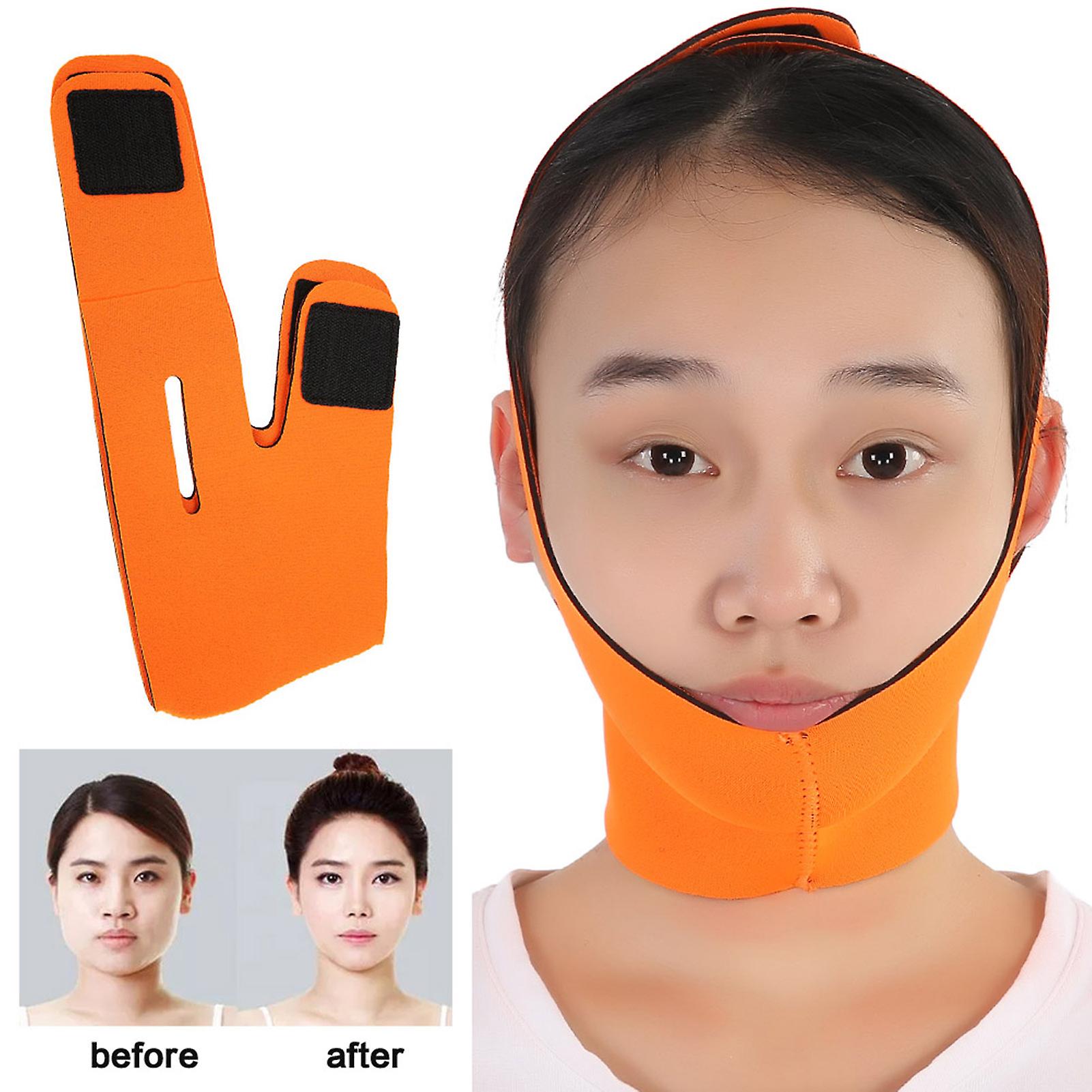 Face Slimming Bandage Belt Mask Face-lift Double Chin Skin Strap Orange