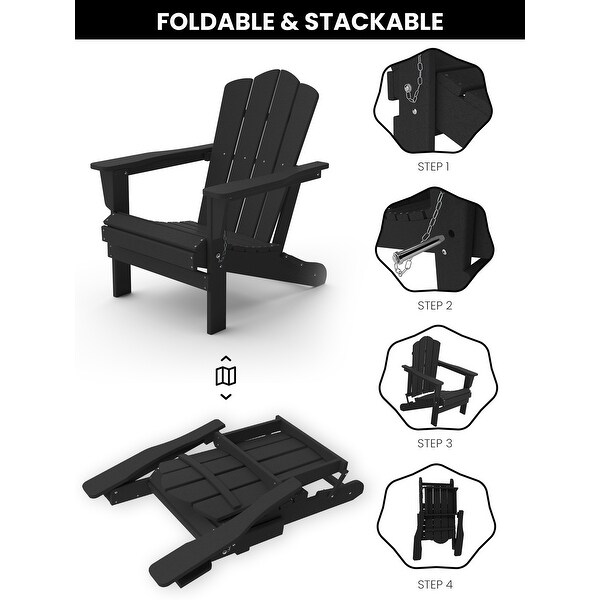 Classic Plastic Folding Outdoor Adirondack Chair Set Of 2