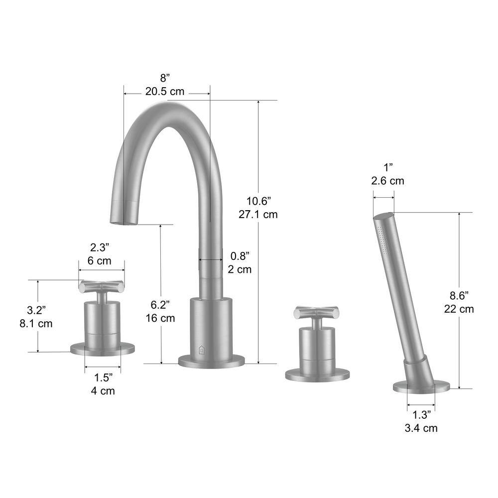 Ancona Ava Bathroom 2-Handle Roman Tub Faucet in Brushed Nickel AN-4390