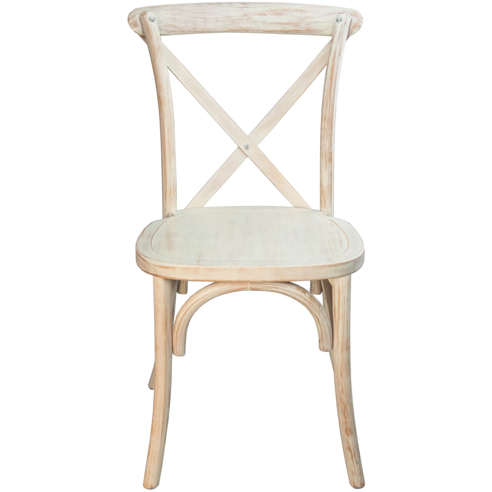 Merrick Lane X-Back Bistro Style Wooden High Back Dining Chair in Lime Wash， Wood