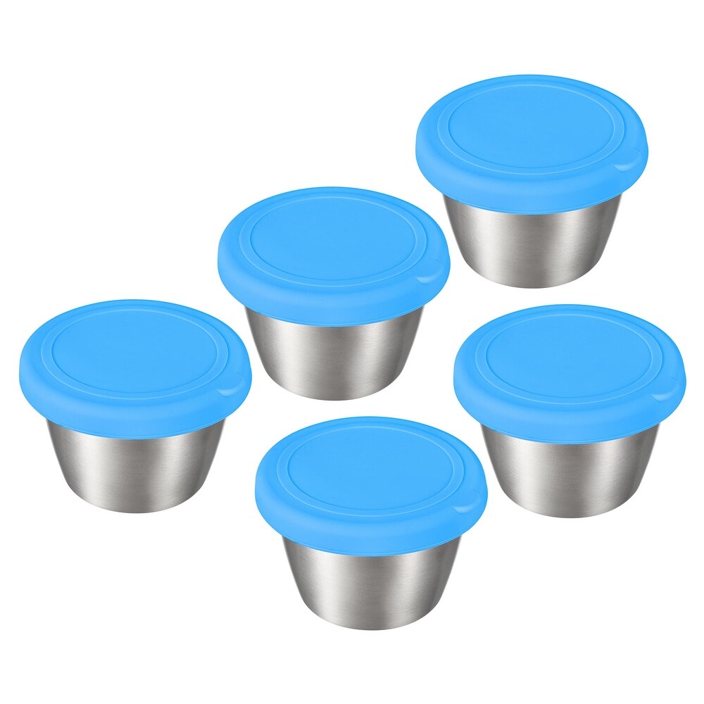 5pcs Salad Dressing Container 2.4oz Stainless Steel Condiment Cups