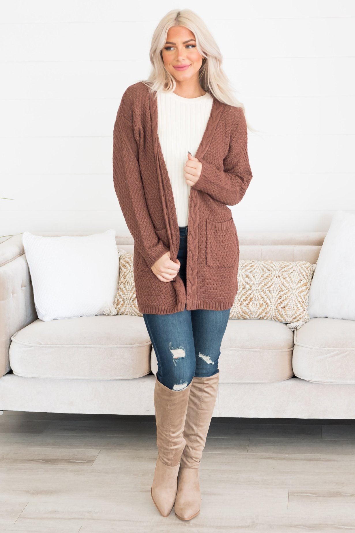 Warm & Cozy Modest Pocket Cardigan