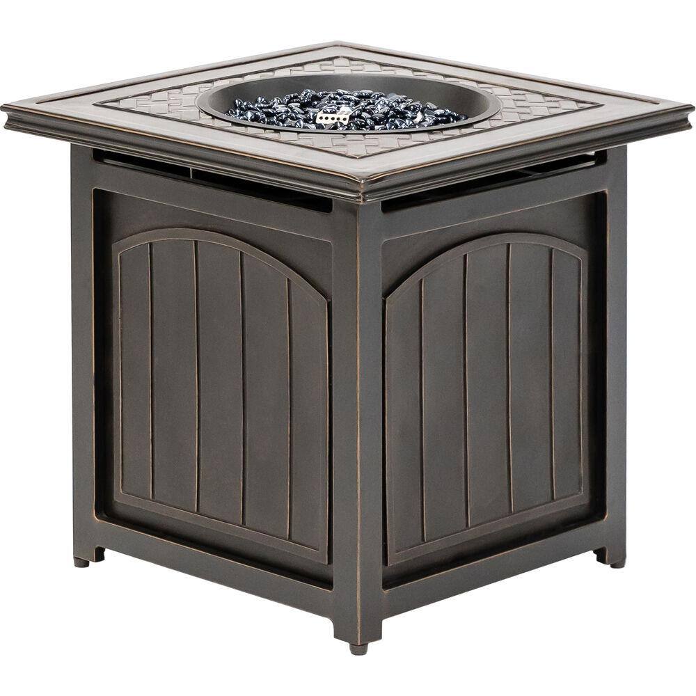 Hanover Traditions 26 in. Square Aluminum Outdoor Side Table with Fire Pit and Burner Lid TRAD26SQFP