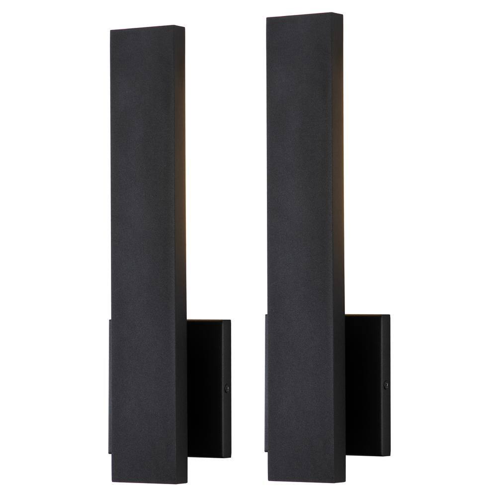 Laplusbelle 1 Light Matte Black Aluminum Hardwired LED Outdoor Wall Lantern Sconce 2-Pack LA2279-2W