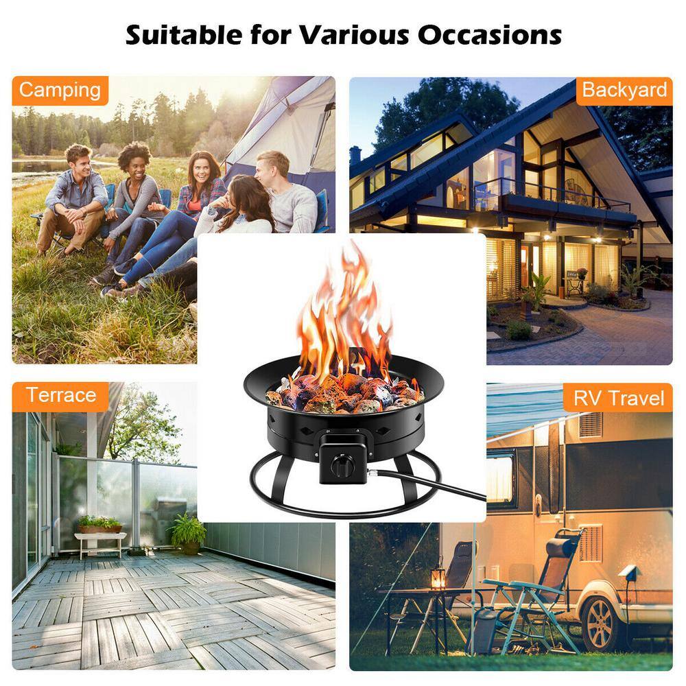 Costway 19 in. W x 12 in. H Outdoor Iron Black with Powder Coating Fire Pit HW53792