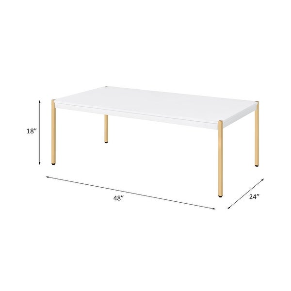 ACME Otrac Rectangular Coffee Table in White and Gold