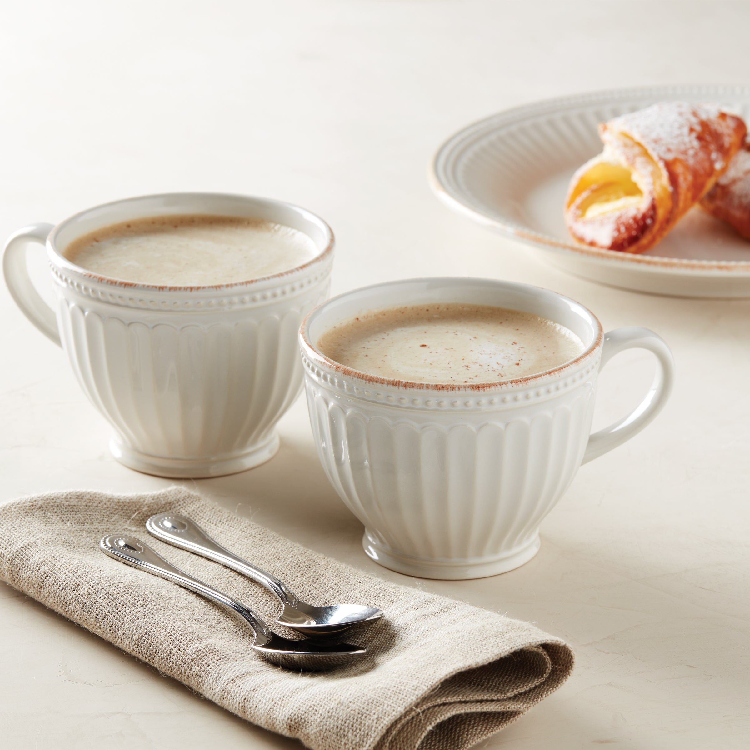 French Perle Groove 2-Piece Latte Mug Set