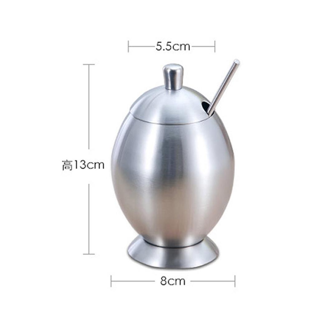 Sugar Bowl， Dispenser， Seasoning Bowl， Spices Bowl， Stainless Steel Sugar Bowl With Lid And Spoon， 400ml，