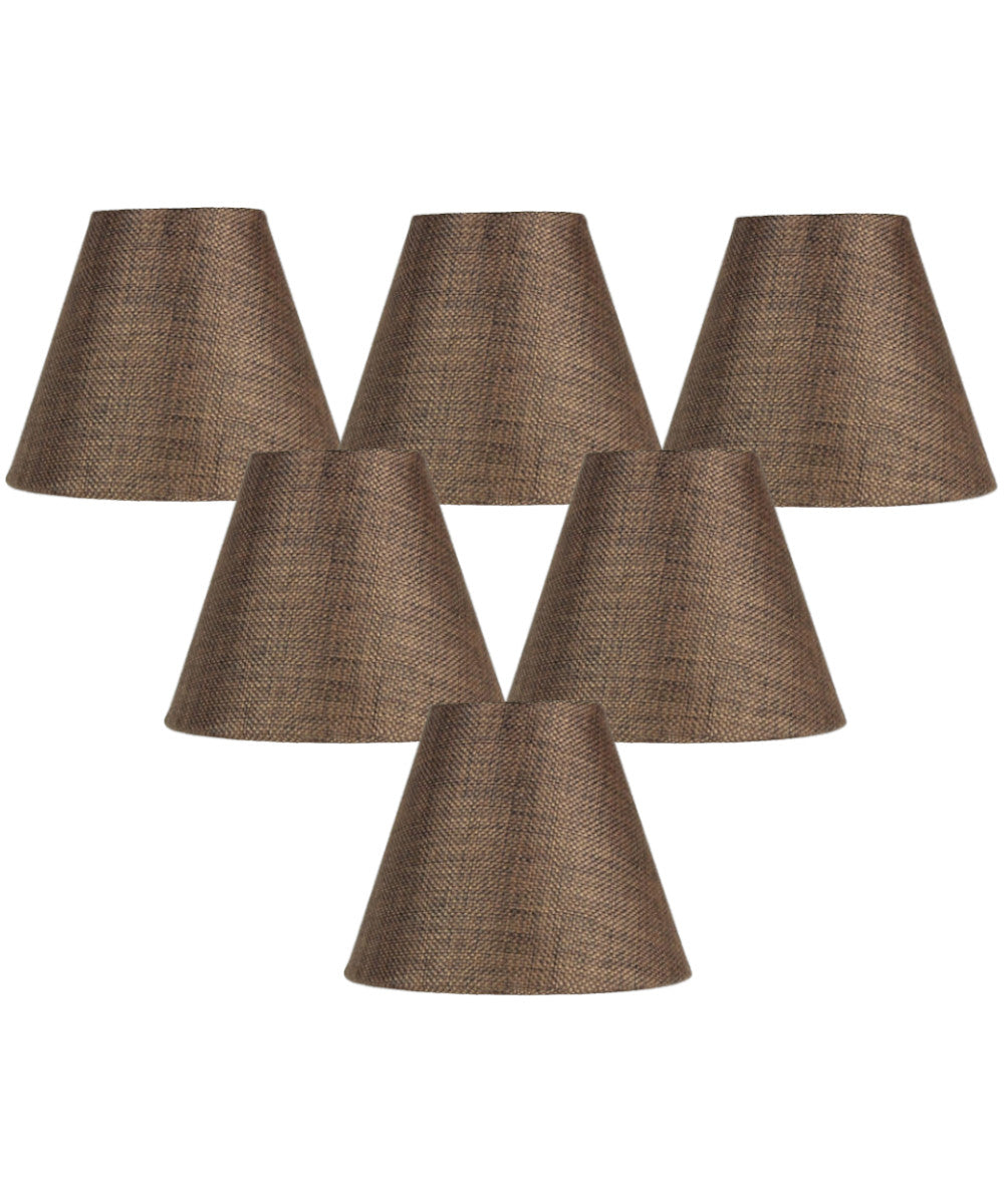 Set of 6 Chocolate Burlap Chandelier Lampshade 3x6x5