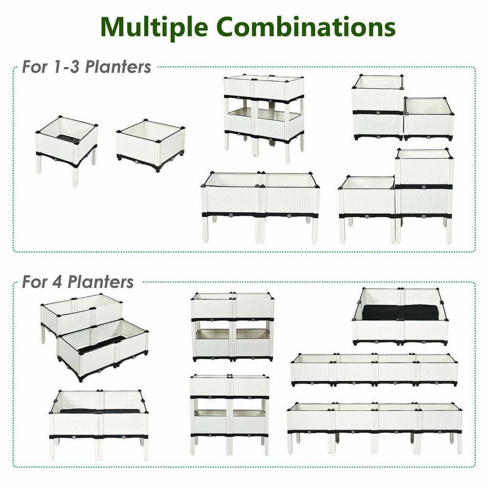 WELLFOR White Plastic Raised Bed (4-Pack) OP-HPY-70301WH